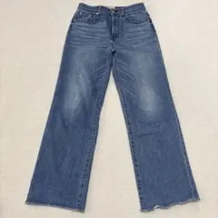ストレッチ　L size ストレートデニム カットオフ ブルーのサムネイル