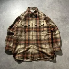 ヴィンテージ ネルシャツ チェック オレンジブラウン メンズ 古着