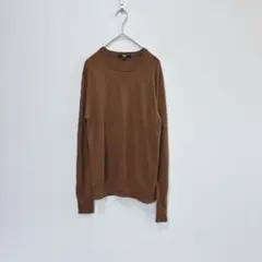 ユニクロ 長袖 セーター ニット 茶色 メリノクルーネックセーター【M】 ウール