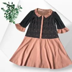 美品 FREE'S SHOP レース切替ワンピース ドレス 華やか 七分袖 Mのサムネイル