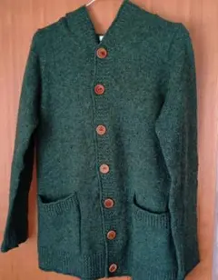 ロング丈カーディガン レディースMサイズ グリーン