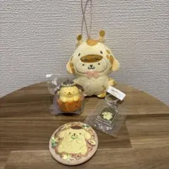 ポムポムプリン　刺繍缶バッジ　ガチャガチャ　ぬいぐるみセット