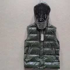 【新品未使用】00s フード付きダウンベスト 光沢　 y2k