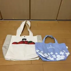 KALDI リンゴトートバッグ & ILLUMS 花柄トートバッグ セットのサムネイル