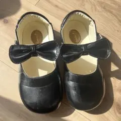 キャサリンコテージ　リボン付き黒フォーマルシューズ 19cm