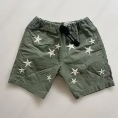 120 デニム＆ダンガリー　星刺繍　カーキハーフパンツ