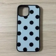 iPhoneケース15 水色 ドット柄