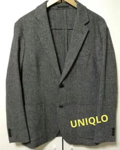 【美品】UNIQLO グレー ウールブレンド テーラードジャケット サイズＬ