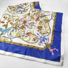エルメス HERMES カレ 85 スカーフ ヴィンテージ レア 青 茶 ブルー