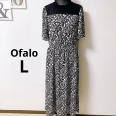 Ofalo花柄 半袖 ロングワンピース 首元レース エレガント マキシドレス