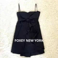 FOXEY NEW YORK ノースリーブ リボン ブラック 40ミニワンピースのサムネイル