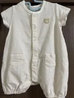 ストライプロンパース 60cm クマデザイン