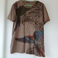 エスニック　チャイハネAmina 鳥プリント ブラウンTシャツのサムネイル