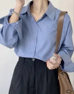 シーイン　 長袖シャツ ダスティブルー　3112169