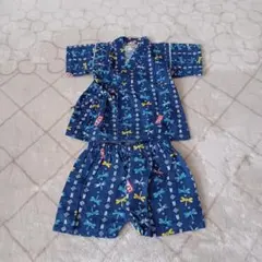 80cm ベビー 甚平 トンボ柄 ブルー色 くろわっさんすべべ 美品