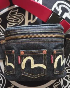 エヴィス ボディバッグ EVISU デニム ウエストバッグ エヴィス ボディバッグ ウエストポーチ EVISU 日本製 カモメ刺繍