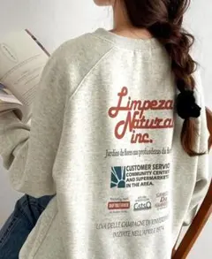 JaVaジャバコラボ　バック ロゴ 裏起毛 オーバーサイズ プルオーバー