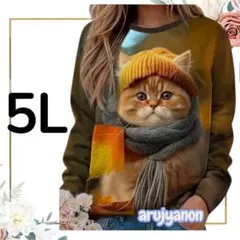 22 大きいサイズ チュニック 5L レディース ブラウス トップス 猫 ねこX