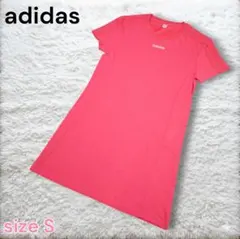 adidas 半袖 スリーストライプチュニック Tシャツ スカーレット Sサイズのサムネイル