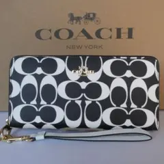 新品　COACH コーチ 長財布 シグネチャー　ブラック　ホワイト　CP409
