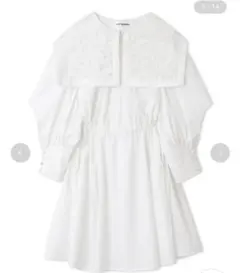 lilybrown 襟レースシャツワンピース　WHT