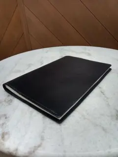つるんとスマート　黒革の手帳カバー　A5サイズ 　手作り手縫い100%