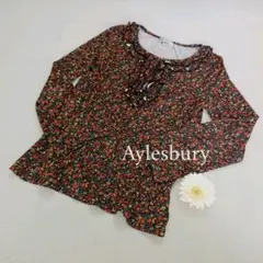■Aylesbury■ストレッチ花柄プリント/長袖フリルカットソー■sizeM■のサムネイル