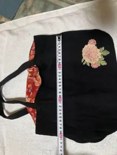 黒 花柄刺繍 和装用バッグ