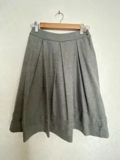 スカート ひざ丈 グレー 秋冬 プリーツ フレア M 日本製