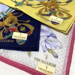 TRUSSARDI ハンカチ 3枚セット【ジュエリー・花柄など】綿100%未使用のサムネイル