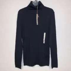 新品、無印、今年物、黒、洗えるウール、ハイゲージリブ、タートルネックセーター