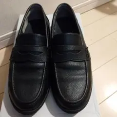 黒フェイクレザーローファー スリッポン