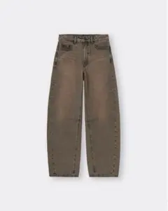 GU バレルレッグジーンズ 丈長め　L ブラウン