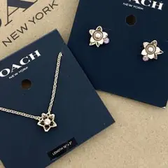 新品 COACH コーチ ネックレス & ピアス セット スター 星柄 花柄