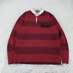 Eddie Bauer ラガーシャツ 長袖 ボーダー 赤 Sのサムネイル