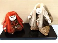 真多呂人形 歌舞伎 連獅子 親子2体セット 木目込み人形 日本人形 全長15cm