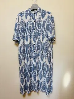 sandy 半袖シャツワンピース ホワイト・ブルー１回着用