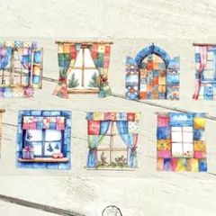 ◤海外マステ◢✨新品✨　PETシール　パッチワーク　カーテン　10柄　5ループ