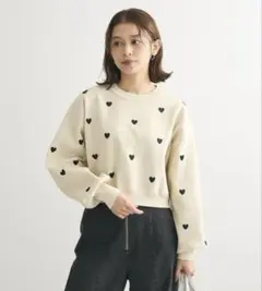 ハート柄クロップドニット