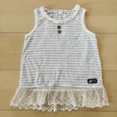 トップス　キッズ　子供　110 ボーダー　レース　フリル