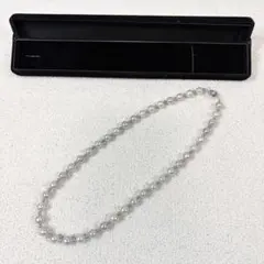 真珠 パールネックレス グレー系 7〜8mm SILVER刻印 ローズクラスプ 