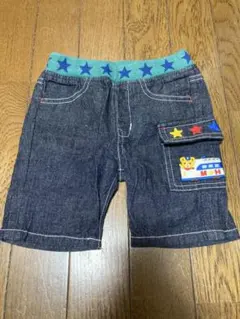 MIKI HOUSE 電車柄デニムハーフパンツ 80