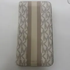 マイケルコース iPhoneケース 手帳型 シグネチャー MK柄 白 カード収納