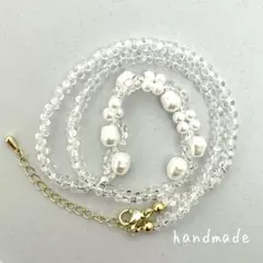 ビーズ　ネックレス　ハンドメイド　パール　ファルファーレ