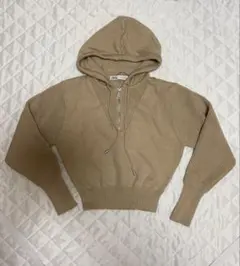 ZARA 新品未使用　フード付き ニットセーター　キャメル　Mサイズ