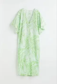 新品　H&M　サテンワンピース　グリーン系　XS