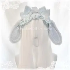 ♡【MAID】たれみみうさぎ ドット柄リボンヘッドドレス light blue♡