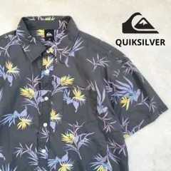 QUIKSILVER 半袖シャツ ボタニカル柄 ブラック Mのサムネイル