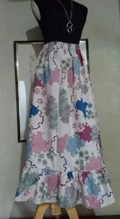 美品✨】洗える着物 小紋 墨黒色 雪輪柄 日本製 袷 Lサイズ E4