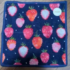 ストロベリードット　ハンカチ　フェイラー　ネイビー